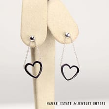 Tiffany & Co. Open Heart 18K White Gold Dangle Pierced Post Earrings