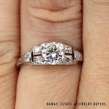 1920s 14K White Gold & Old European Diamond Engagement Ring SIZE 4.5 #2809-01
