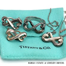 Tiffany & Co. Paloma Picasso Loving Heart Sterling Silver Necklace Earrings Ring Set Size 6.5