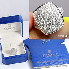 DAMIANI ANELLO 2CTW DIAMOND PAVE PLATINUM RING SIZE 5 W/ BOX & CARD