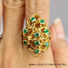 0.75ctw Emerald Freeform Ring 18k Yellow Gold Size 10, 13.6g