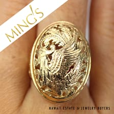 Ming's 8.4g 14KYG Oval Dome Phoenix Ring Size 6