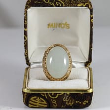 Ming's Pale Whitish Jade Cabochon Ring