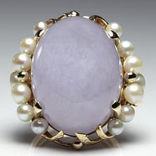 Ming's Lavender Jade & Pearl Ring