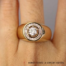 0.85ctw Diamond Men's 10.2g 14K Yellow Gold Ring Size 9.25