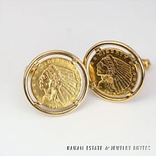 "2 1/2" Dollar Indian Head 14K Yellow Gold Coin Cuff Links