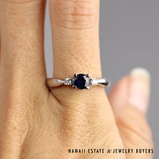 0.58ct Sapphire 0.07ctw Diamond Ring 18k White Gold Size 6.5, 4.7g