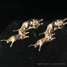 MEN'S RAT MOUSE CHASE 14K YELLOW GOLD CARVED CUFF LINKS