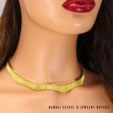 75.8g 18K Yellow Gold Embellished Foxtail Collar Necklace 16.5"