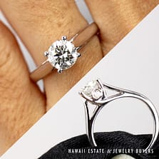 3.4g 14KWG 1.01ct SI2 H AGS104047291001 Cathedral Setting with 0.08ctw Bezel Set Diamond Accents Size 4.5