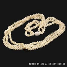 Three Strand Ni'ihau Shell Lei: Pikake Momi Lenalena 38 inches #2472-01