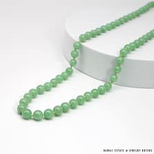 90.8g 14KYG PALE GREEN JADE & APPROX. 0.21CTW DIAMOND BEADED NECKLACE 31 INCH