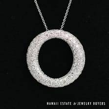 2ctw Diamond Pave Circle Pendant 18k White Gold 18" Rolo Chain, 9.4g