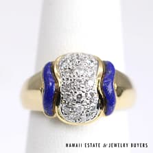 0.43cttw Diamond Lapis Ring Platinum/18k Gold Size 6, 7.8g