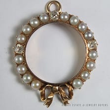 Antique Victorian Pearl Old Mine Cut Diamond Circle Pin