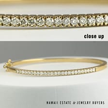 0.75ctw Diamond Hinged 14K Yellow Gold Bangle Bracelet Size 6.5
