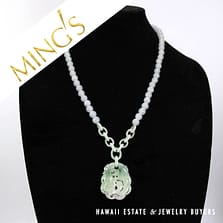 Ming's Water Jade Devils Work Necklace 24" with 14K Yellow Gold Clasp