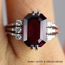 4.40ct Rhodolite 0.06ctw Diamond Ring 14k White Gold Size 6, 5.2g