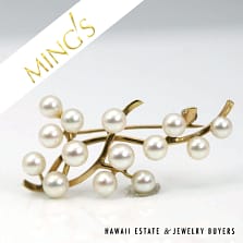 Ming's Hawaii Pearl 14K Yellow Gold Branch Brooch Pin