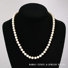 6.5-7mm Cultured Pearl 18" Strand Necklace KNotted 14K Yellow Gold Clasp