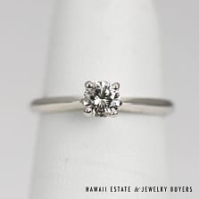 0.30CT Round Brilliant Diamond 14K White Gold Solitaire Engagement Ring Sz 4.25