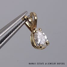 0.43ct Pear Shaped SI2/GH Diamond 14K Yellow Gold Pendant