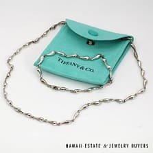 Tiffany & Co Elsa Peretti Silver Teardrop Necklace/Bracelet Set w/ Bag