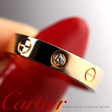 CARTIER LOVE DIAMOND 18K PINK GOLD SZ 49 BAND RING W/ BOX, PAPERS & CARE KIT