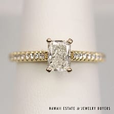 GIA 0.90CT Radiant Diamond 14K Yellow Gold Engagement Ring Size 6