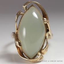 Ming's Hawaii Pale Green Marquise Jade Ring