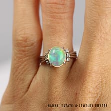 2.97ct Opal 0.06ctw Diamond Ring Platinum Size 5, 4.9g