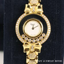 CHOPARD 18K HAPPY DIAMONDS RIBBON WATCH WITH POUCH AND CERTIFICATE