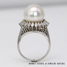 12mm South Sea Pearl With 0.91ctw Diamond Platinum Ring Size 6