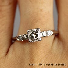 Vintage 0.50ctw Diamond 17k White Gold Engagement Ring Size 7