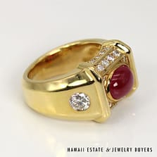 GIA Certified 18K Yellow Gold Ruby and Diamond Ring SIZE 6.5 #2035-01