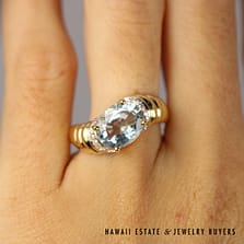 2.50ct Aquamarine & 0.04ctw Diamond 14k Yellow Gold ring Size 7