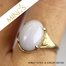 Ming's Hawaii Pale Lavender Jade 14K Yellow Gold Adjustable Shank Ring
