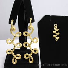 AUTHENTIC H.STERN CELTIC DUNES 18K YELLOW GOLD DROP DANGLE EARRINGS AND PENDANT SET