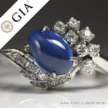 GIA Natural No Heat Star Sapphire Diamond Ring