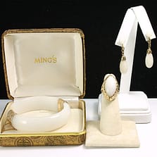 Ming's White Jade14K Yellow Gold Set