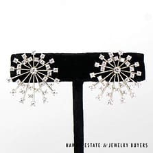 1.50ctw Diamond 27mm Burst 18K White Gold Earrings