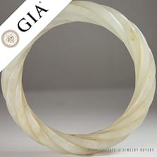 Certified Twisted White Nephrite Jade Bangle