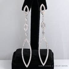 ADELER 3CTW NATURAL DIAMOND DROP 18K WHITE GOLD EARRINGS 3.25"