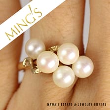 Ming's Pearl Cluster 14K Yellow Gold Ring Size 5