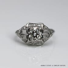VINTAGE 3.1g PLATINUM 0.96ctw DIAMOND FILIGREE RING SIZE 4.5