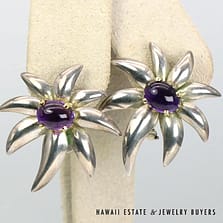 Vintage Authentic Tiffany & Co. Fireworks Amethyst Sterling Silver Earrings
