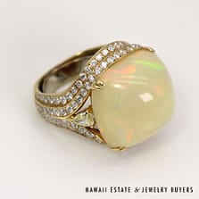 18K Yellow Gold Ethiopian Opal and Diamond Ring SIZE 5.25 #2684-02