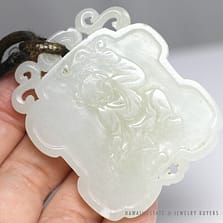 Antique Carved Mutton Fat Jade Pendant 55x48mm