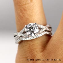 Tacori 5.4g 18KWG 0.81ct AGS F SI1 Ideal RBC Diamond with 0.43ctw Diamond Fitted Wedding Set Size 3.5