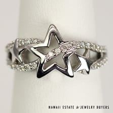 0.25ctw Diamond Shooting Star Motif 14K White Gold Ring Size 6